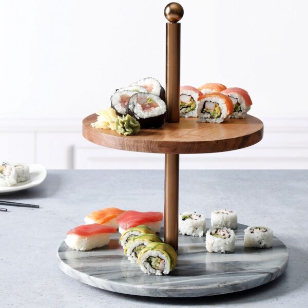 Laurie-Gates-California-Designs-Marble-and-Acacia-Wood-2-Tier-Server